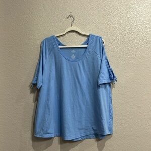 Woman’s St Johns Bay Cold Shoulder Tee Sz XXL Blue